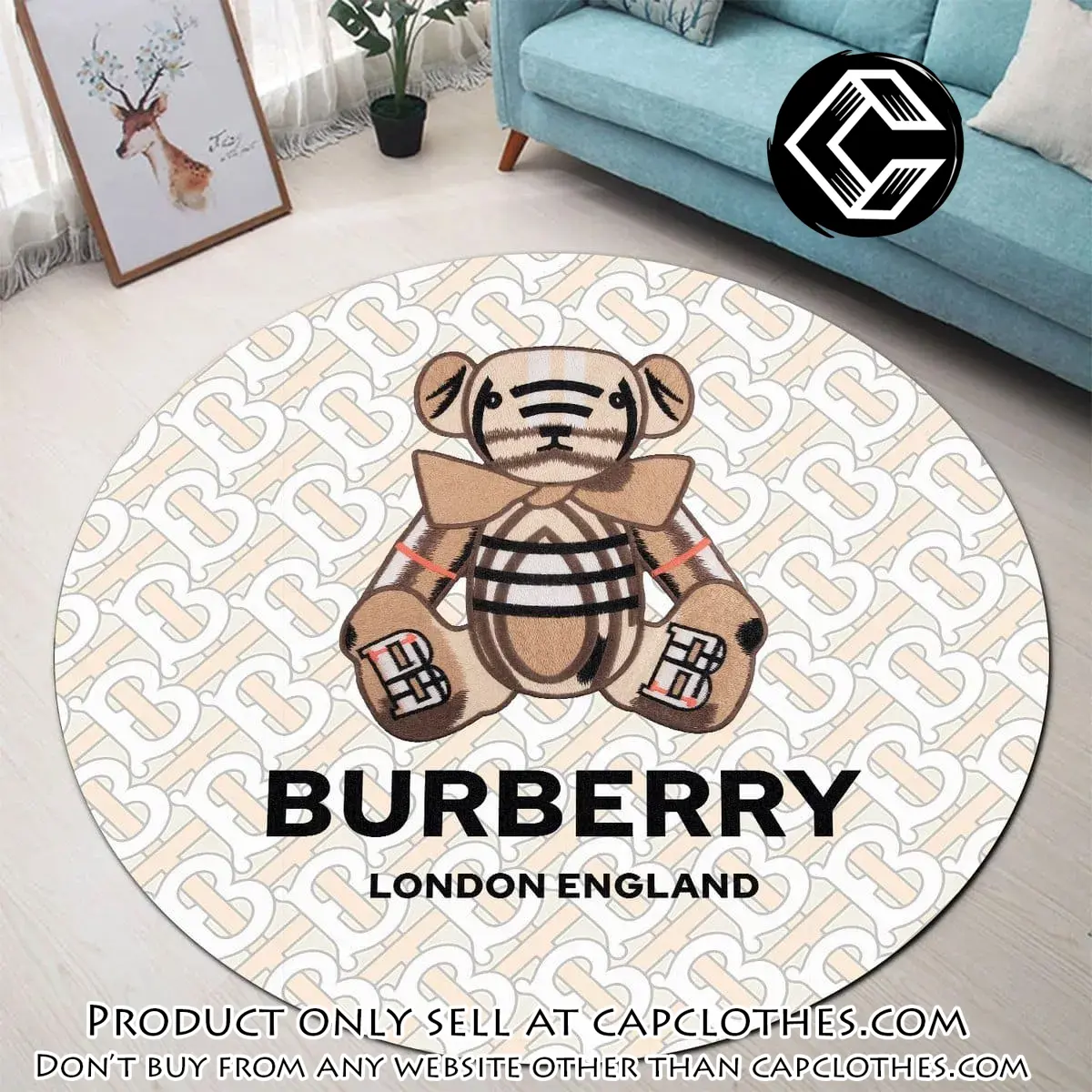 Burberry bear london england luxury brand fashion round rug carpet home decor special gift cc5241603
